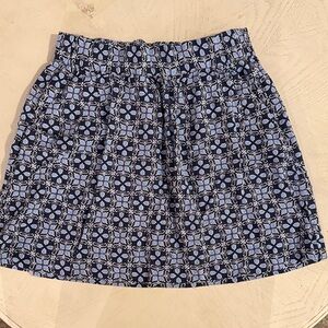 Womens LOFT Outlet Blue Patterned Elastic Waist Mini Skirt With Pockets MED